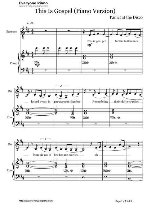 This Is Gospel Panic At The Disco Stave Preview 1 Free Piano Sheet