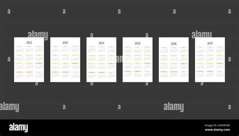 2022 2023 2024 2025 2026 2027 Calendar Template In Classic Strict Style
