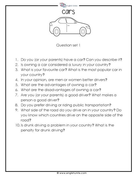 20 Questions Speaking Challenge Cars English Unite This Or That