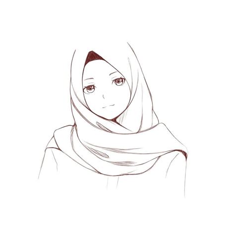 Sketsa Gambar Anime Hijab 15 Koleksi Gambar