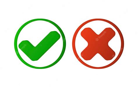 Sinal Incorreto Correto Conjunto De ícones De Marcas Certo E Errado Símbolo De Marca Verde E