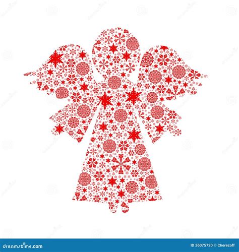 Angel Silhouette Filled With Snowflakes Stock Illustration