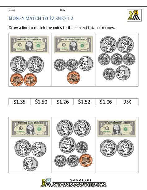 Games can be a great idea for money math centers, brain breaks, and to just grab your student's attention in a different way. 2nd Grade Money Worksheets up to $2