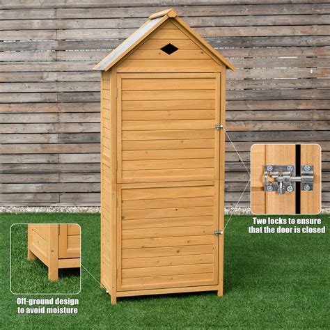 Buy Costway Wooden Garden Shed 5 Shelves Tool Storage Cabinet With