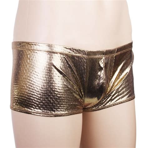 Mytl Mens Shiny Low Rise Boxer Brief Stretch Underwear Thong Metallic