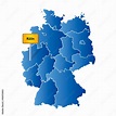 Deutsche Landkarte mit Ortstafel Markierung auf der deutschen Stadt ...