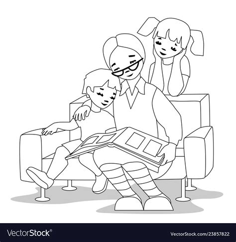 Grandmother And Kids Royalty Free Vector Image