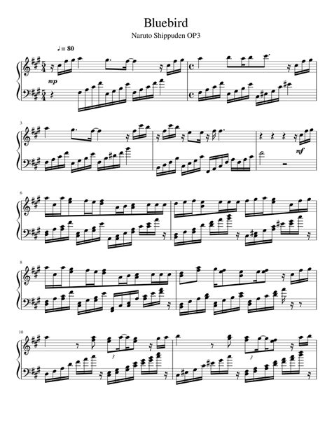 See the quick guide on how to read the letter notes, at the bottom of this post, to help you understand how to read the letter note sheet music below. Bluebird (Naruto Shippuden OP3) sheet music for Piano download free in PDF or MIDI