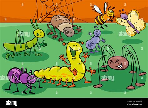 Cartoon Illustration Of Cute Insects And Bugs Animal Characters Group