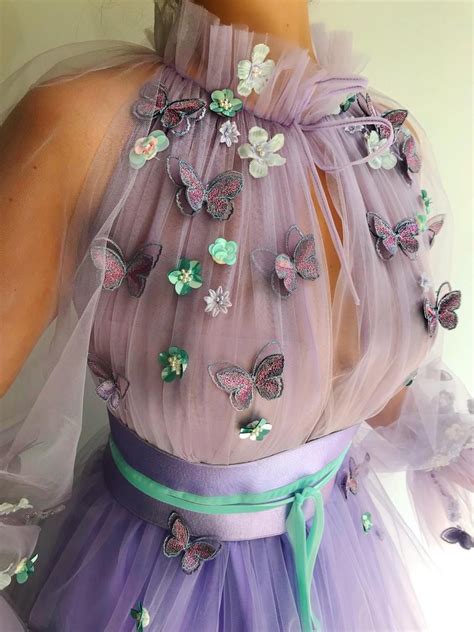 Sara Blossoming Butterflies Gown Lavender Dresses Evening Dresses