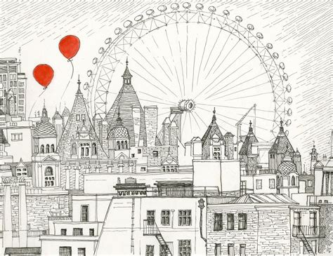 London Eye Line Drawing