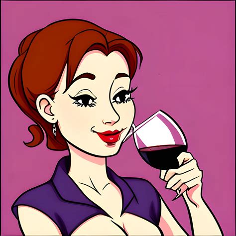 Beatiful Woman Drinking Wine Cartoon Arthub Ai