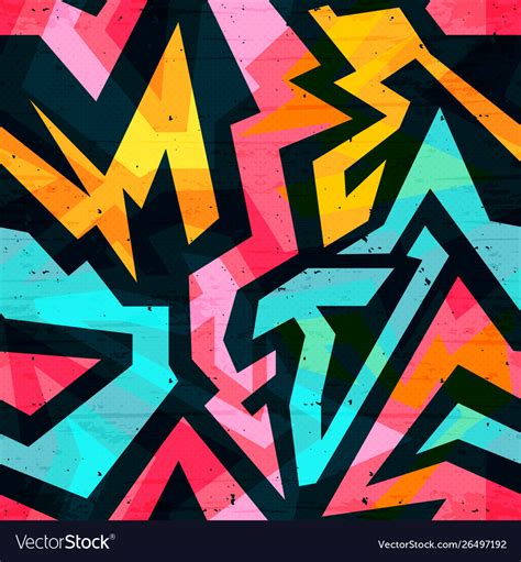 Graffiti Bright Psychedelic Seamless Pattern On A Vector Image
