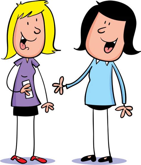 Cartoon Of The Two Girls Talking Illustrations Royalty
