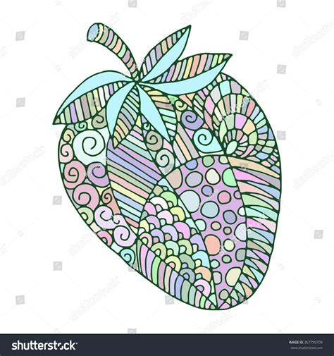 Strawberry Zentangle Pattern Coloring Book Colored Stock Vector