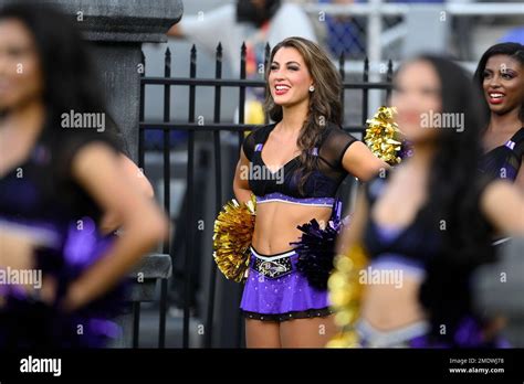 The Baltimore Ravens Cheerleaders Perform Prior To An Nfl Preseason Football Game Against The