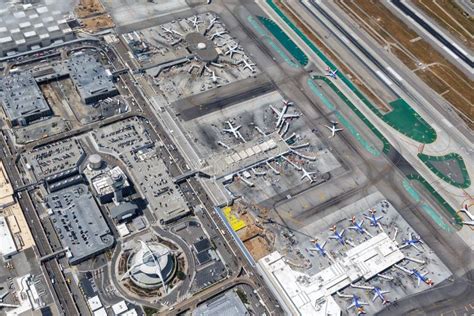 Los Angeles International Airport Lax Terminals Aerial View Editorial