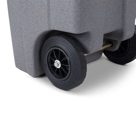 Toter 32 Gal Graystone Trash Can With Quiet Wheels And Attached Black