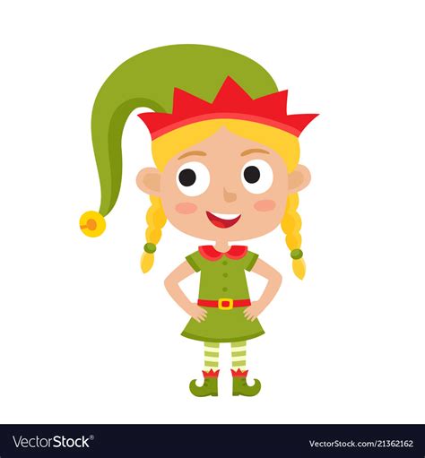 Cute Little Christmas Girl Elf Smiling Royalty Free Vector