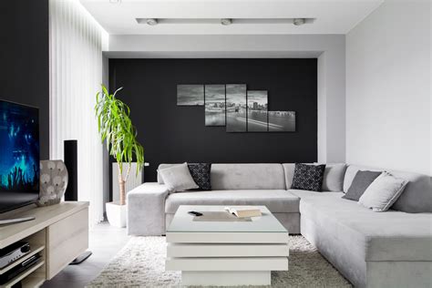 The Implementation Of The Living Room In Gray White And Black