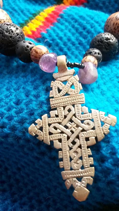 Ethiopian Axum Cross With Amethyst And Volcanic Lava Etsy