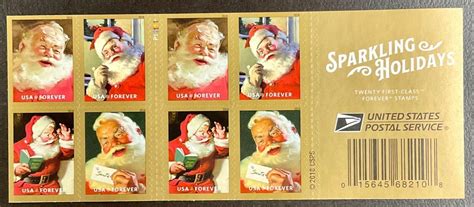 5335b Christmas Sparkling Holidays Santas Pane Of 20 Forever Stamps Fv