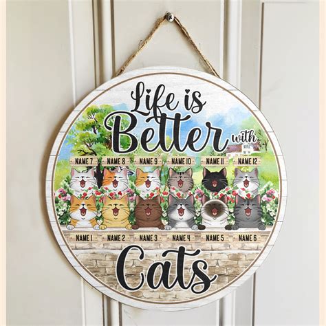 Personalized Cat Wood Sign Life Is Better With Cats Sign Cat Etsy