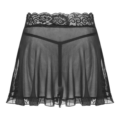 us women s see through sheer mesh ruffle skirts ultrashort miniskirt with panty ebay