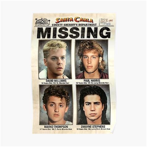 The Lost Boys Missing Poster For Sale By Cuinhelljaymz Redbubble