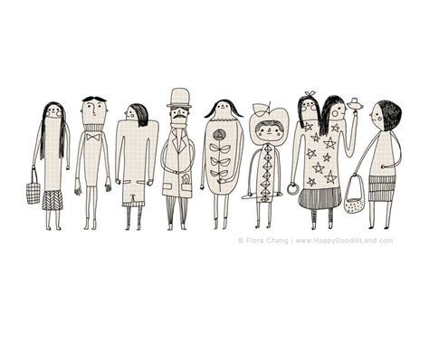 Doodled People 8 X 10 Print By Flora Chang Happydoodleland On Etsy