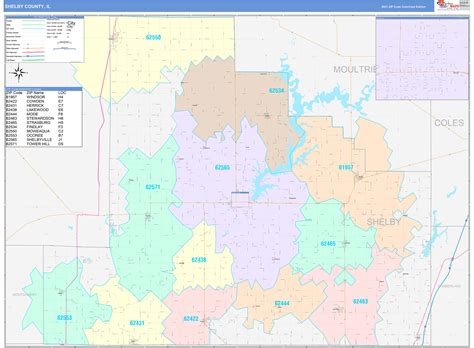 Shelby County Il Wall Map Color Cast Style By Marketmaps