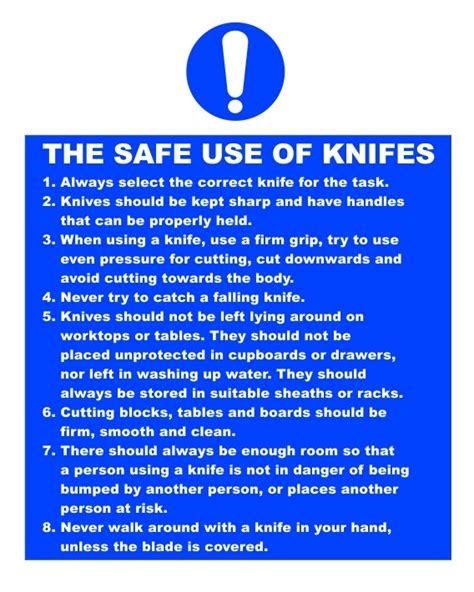 Safe Use Of Knives Instructions Mss Mandatory Action Signs