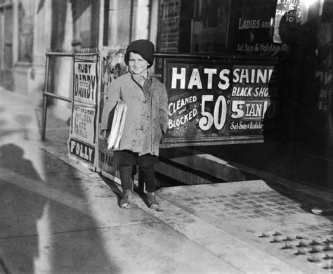 Hine Child Labor 1917 Nfive Year Old Newsboy Hymie Miller At Work