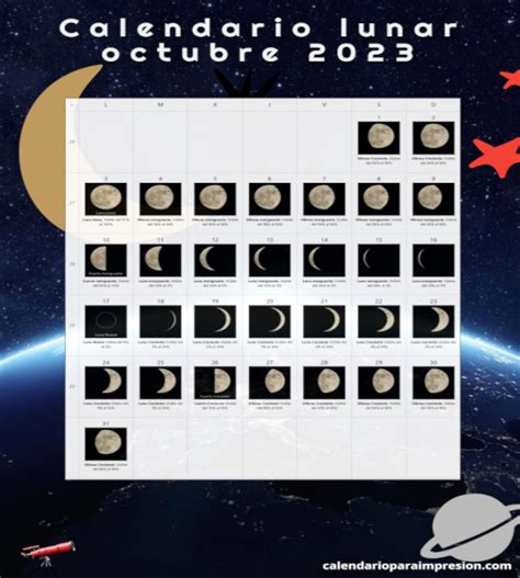 Calendario Lunar Octubre 2023 Calendario Para Imprimir Quizás Feos
