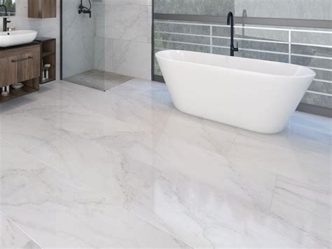 Brilliant White Shiny Glazed Porcelain Floor Tile 600 X 600mm