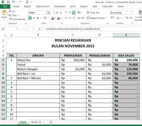 Buku Kas Contoh Format Laporan Keuangan Bulanan Excel Nusagates