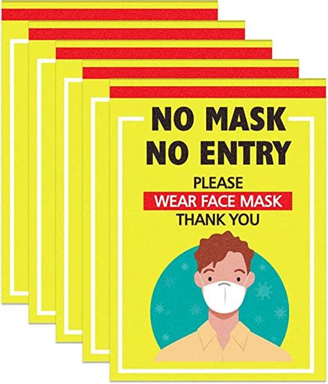 Waahome 5pcs No Mask No Entry Sign Please Wear Face Mask