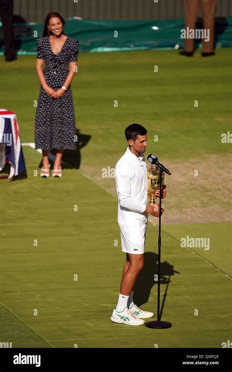 Novak Djokovic After Being Presented With The Trophy By The Duchess Of