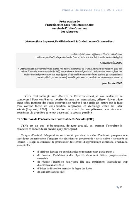 Pdf Présentation De Lentraînement Aux Habiletés Sociales Au Sein De