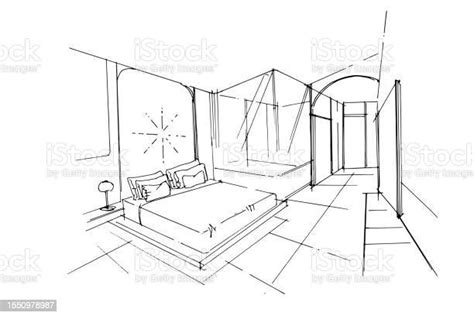 Bedroom Sketcha Line Drawing Using Interior Architecture Assembling