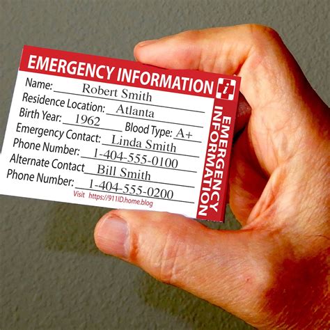 Emergency Id Wallet Card Emergency Contacts Critical Etsy