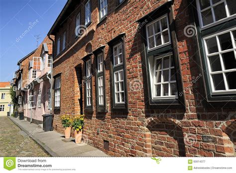 Nice Street With Old Brick Houses Lubeck Germany Stock Image Image