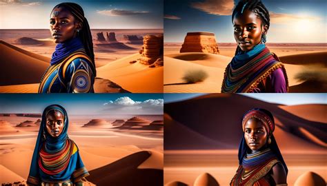 Lexica A Beautiful Photograph Of A Touareg Girl With Sahara Landscape