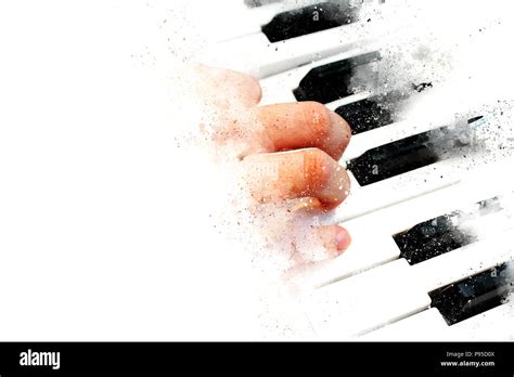 Abstract Beautiful Hand A Woman Playing Keyboard Of The Piano