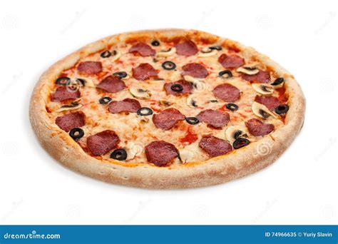 Italian Salami Pizza Stock Image Image Of Cheese Crust 74966635