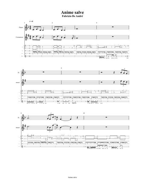 Anime Salve Sheet Music For Piano Flute Drum Group Bass