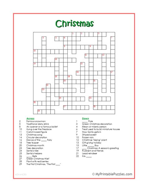 Free Printable Christmas Crossword Puzzles