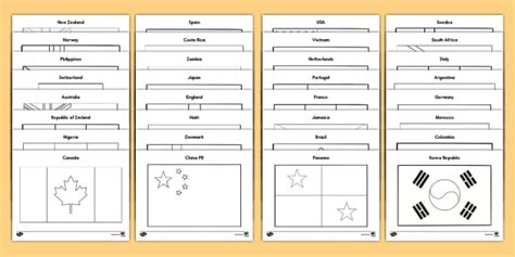 2023 Women S World Cup Flags Coloring Sheets Teacher Made