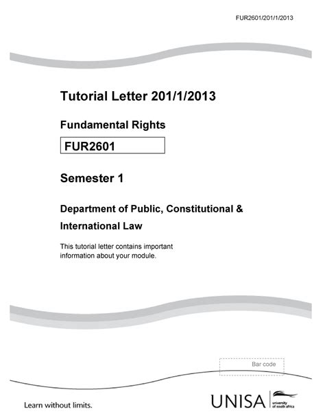 Tutorial Letter 2011 2013 1 Fur26012011 Tutorial Letter 2011