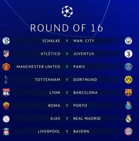 ⛳ champions league | round of 16. Champions League Round of 16 Draw Result 2019- Liverpool ...